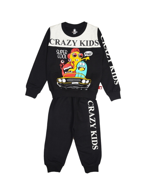 

CRAZYPENGUIN Boys Black & Orange Printed Co-Ords Set
