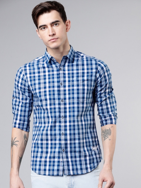 

Ecko Unltd Men Blue & White Slim Fit Yarn Dyed Checked Casual Shirt
