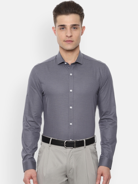 

Louis Philippe Men Grey Slim Fit Checked Formal Shirt