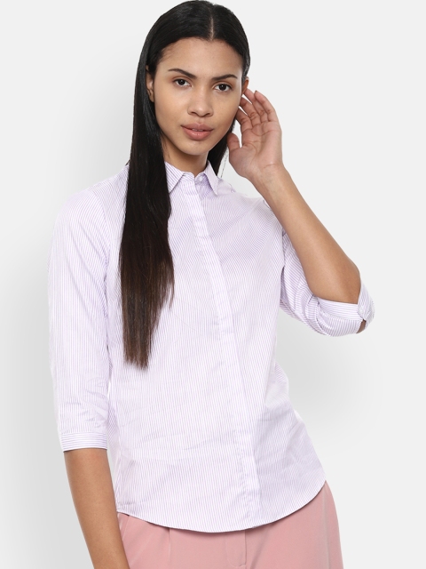 Van Heusen Woman Purple Regular Fit Striped Formal Shirt