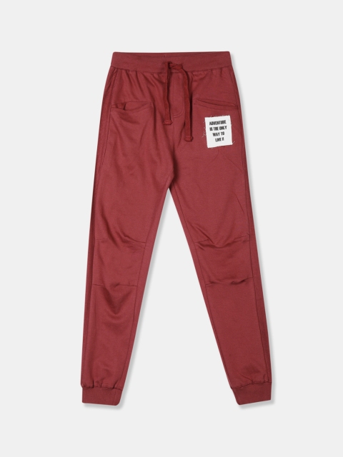 

Cherokee Boys Red Solid Straight-Fit Pure Cotton Joggers
