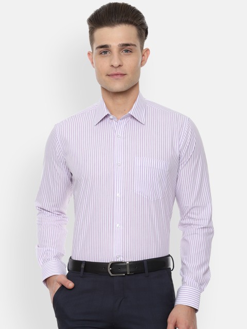 

Van Heusen Men Purple & Off-White Slim Fit Striped Formal Shirt