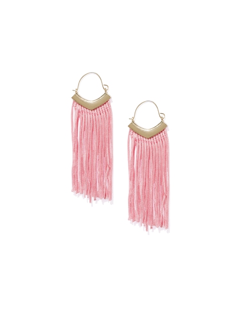 

Blisscovered Pink & Gold-Toned Tassle Contemporary Drop Earrings