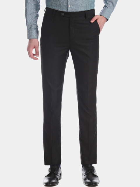 

Arrow New York Men Black Tapered Fit Self Design Formal Trousers