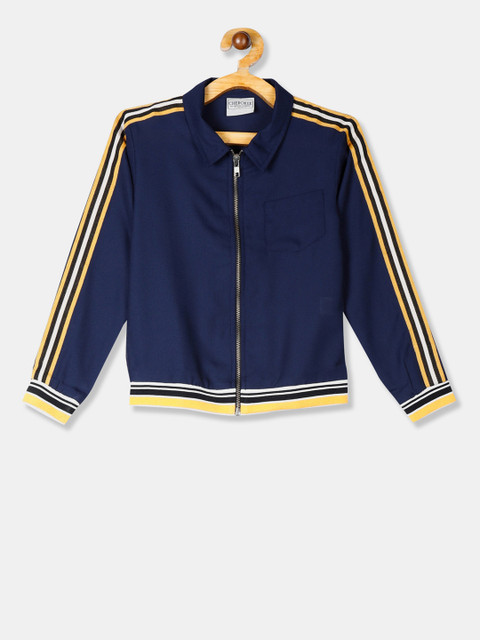 

Cherokee Girls Navy Blue Striped Sporty Jacket