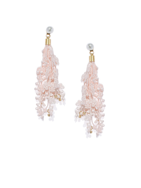 

Blisscovered Pink & White Crochet Drop Earrings