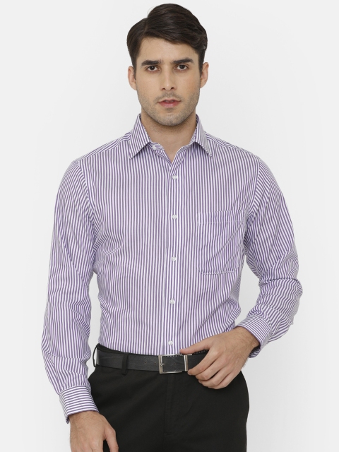 

Double Two Men Purple Slim Fit Striped Formal Shirt