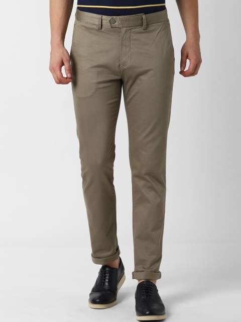 

Peter England Casuals Men Khaki Slim Fit Solid Regular Trousers