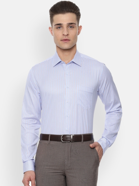 

Van Heusen Men Blue & Maroon Slim Fit Striped Formal Shirt