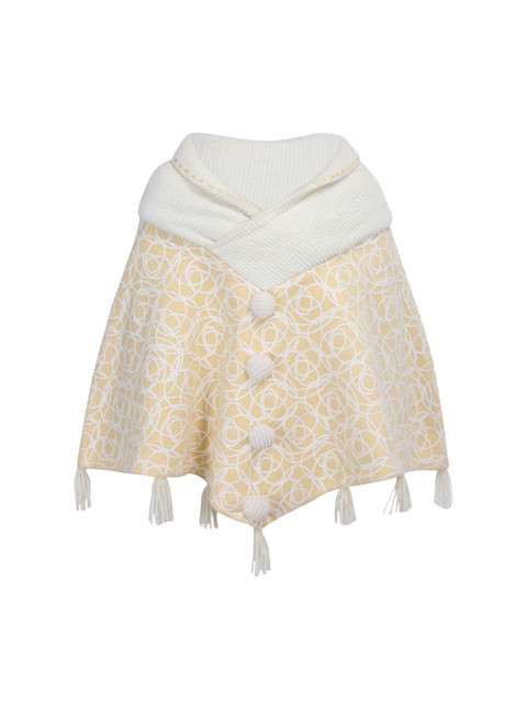 

CUTECUMBER Girls Yellow Self Design Poncho Sweater