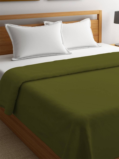

STELLAR HOME Olive Green Solid AC Room 210 GSM Double Bed Blanket