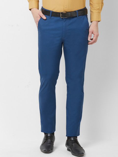 

Solemio Men Blue Regular Fit Solid Formal Trousers