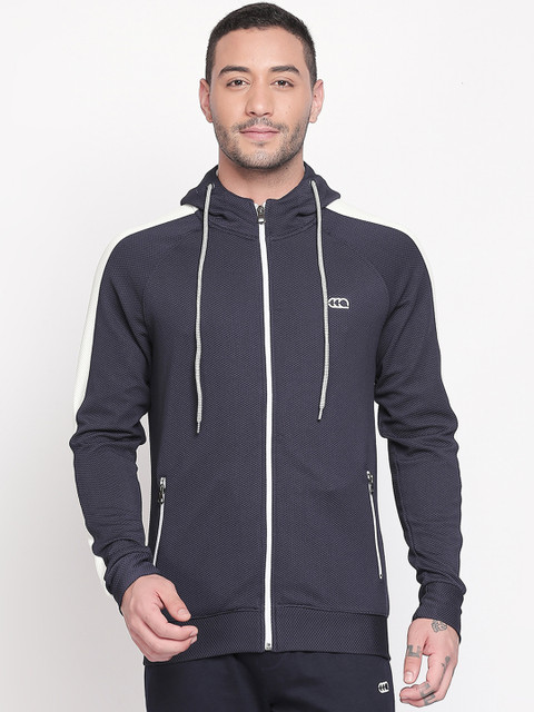 

Ajile by Pantaloons Men Navy Blue & White Colourblocked Hooded Sweatshirt