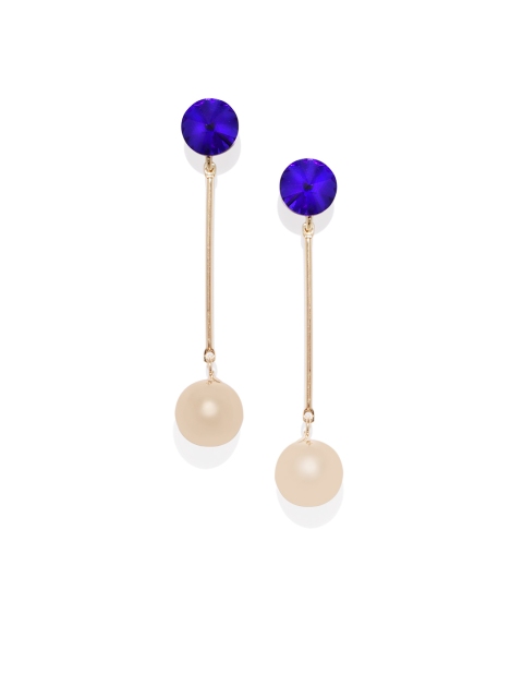 

Blisscovered Blue & Gold-Toned Circular Drop Earrings