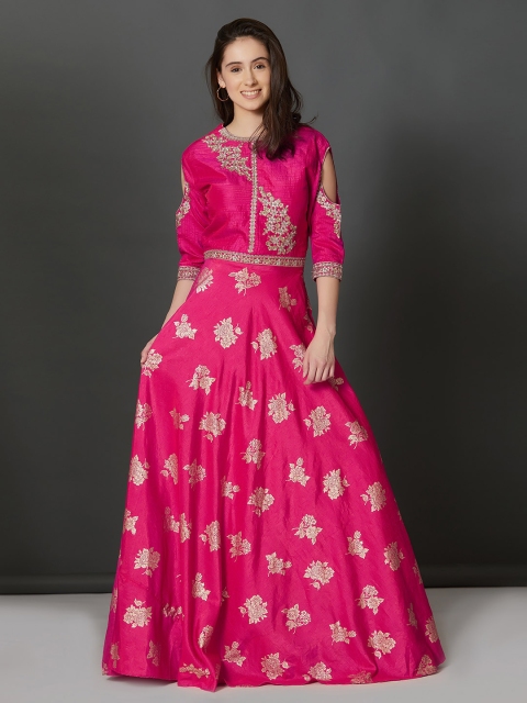 

Mitera Women Pink Printed Maxi Dress