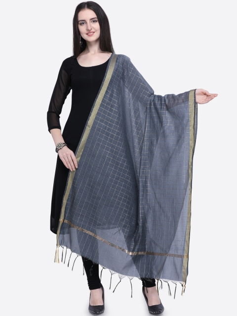 

Satrani Grey Checked Dupatta