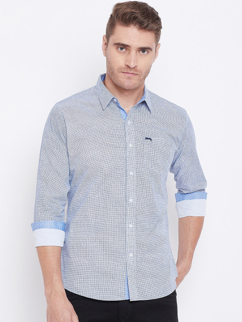 

JUMP USA Men Blue Regular Fit Checked Casual Shirt