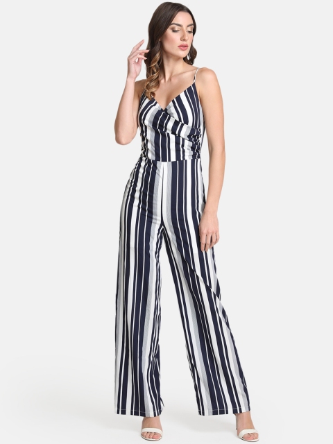 

Kazo Women Navy Blue & White Striped Basic Jumpsuit