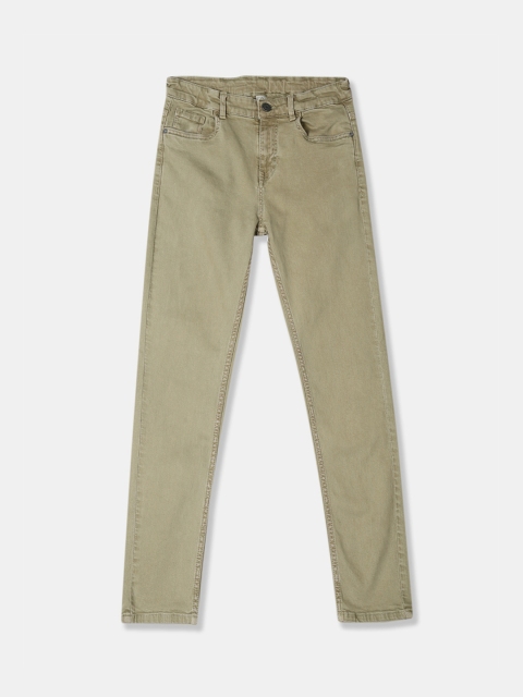 

Cherokee Boys Olive Green Slim Fit Mid-Rise Clean Look Jeans