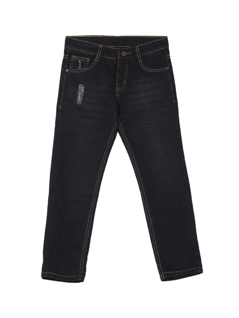 

Cherokee Boys Black Slim Fit Mid-Rise Low Distress Jeans