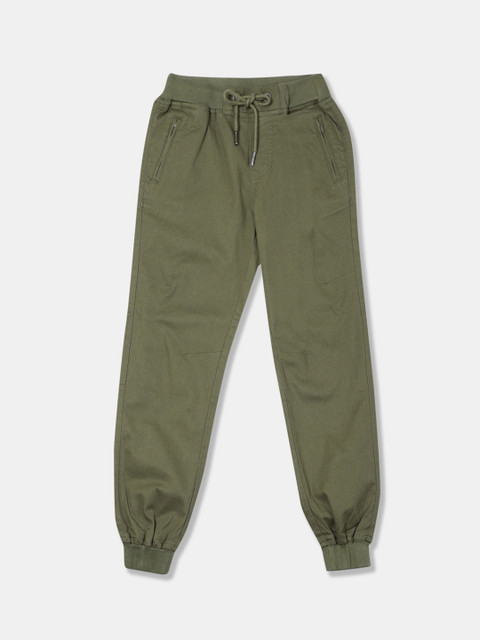 

Cherokee Boys Olive Green Solid Straight-Fit Joggers