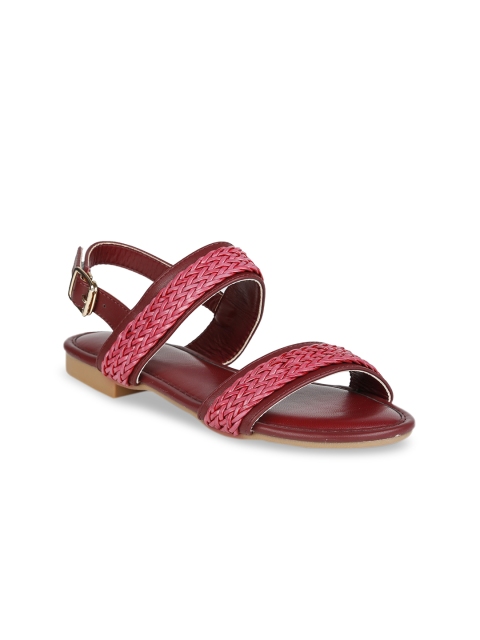 

Allen Solly Woman Maroon & Pink Woven Design Open Toe Flats