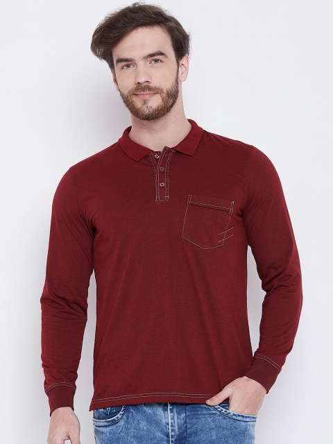 

Adobe Men Maroon Solid Polo Collar T-shirt