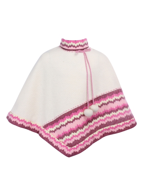 

CUTECUMBER Girls Off-White Striped Poncho Sweater