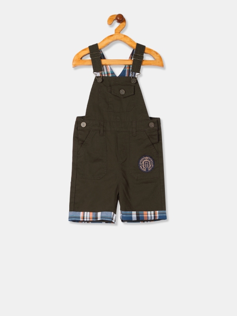 

Cherokee Boys Green Solid Pure Cotton Dungaree