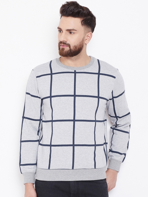 

Austin wood Men Grey Checked Sweatshirt