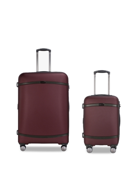 

IT luggage Set of 2 Maroon Solid Quiant Hard-Sided Trolley Suitcases