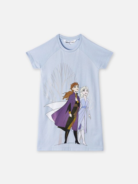

DISNEY X ZILINGO Girls Blue Frozen Printed T-shirt Dress