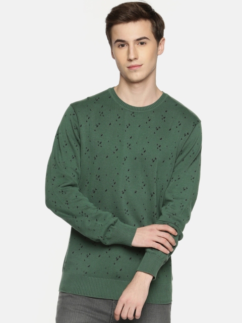 

Urban Ranger by pantaloons Men Olive Green & Black Printed Pullover Sweater