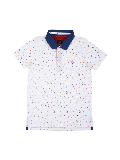 

Allen Solly Junior Boys White Printed Polo Collar T-shirt