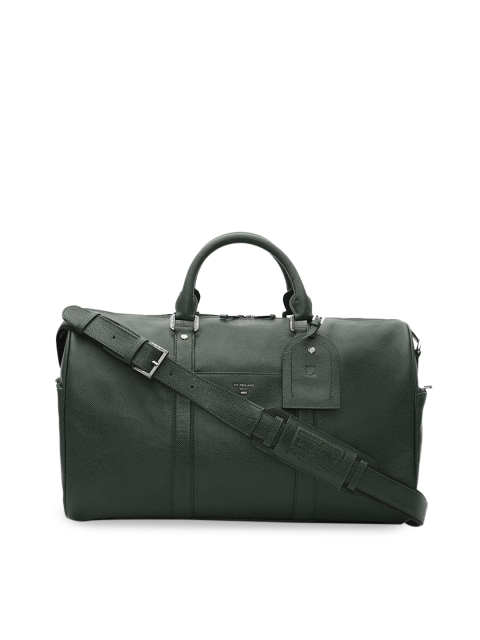 

Da Milano Unisex Olive Green Solid Leather Medium Sized Duffel Bag
