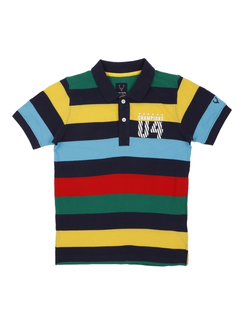 

Allen Solly Junior Boys Multicoloured Striped Polo Collar T-shirt, Multi