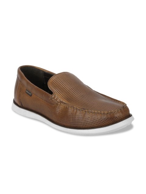 

Red Tape Men Tan Brown Leather Perforated Loafers