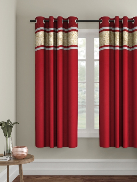 

eyda Red & Gold-Toned Single Room Darkening Window Curtain