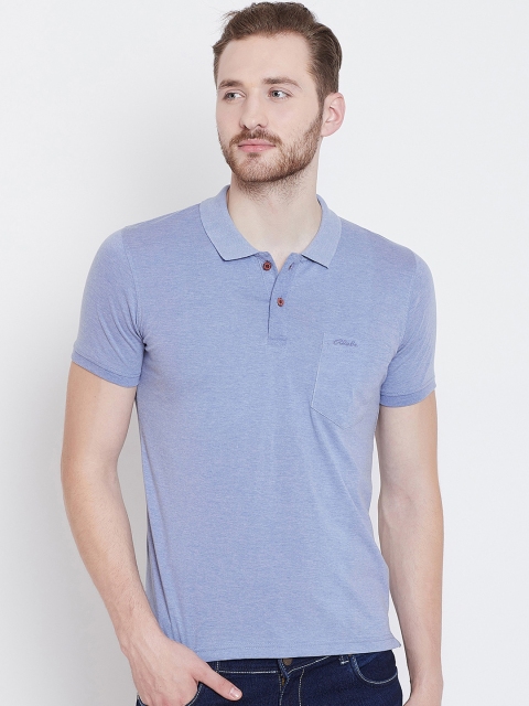 

Adobe Men Blue Solid Polo Collar T-shirt