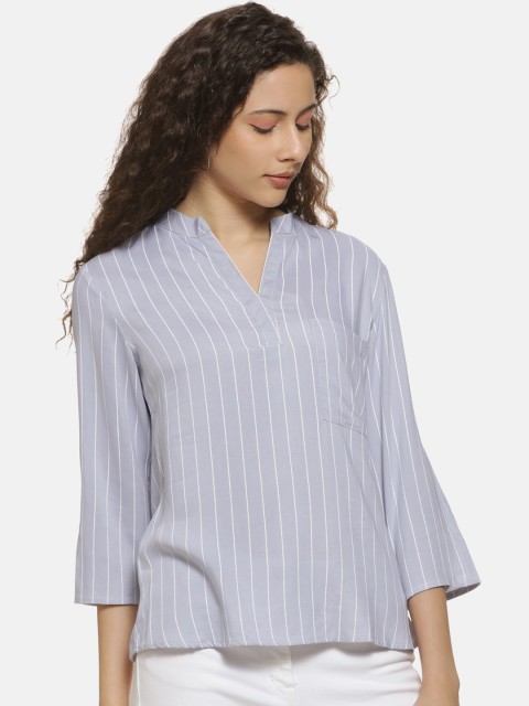 

Campus Sutra Women Grey Striped Top