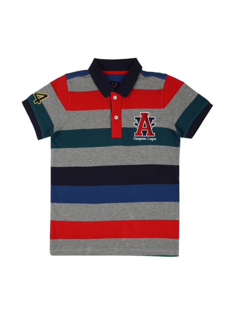 

Allen Solly Junior Boys Grey Striped Polo Collar T-shirt