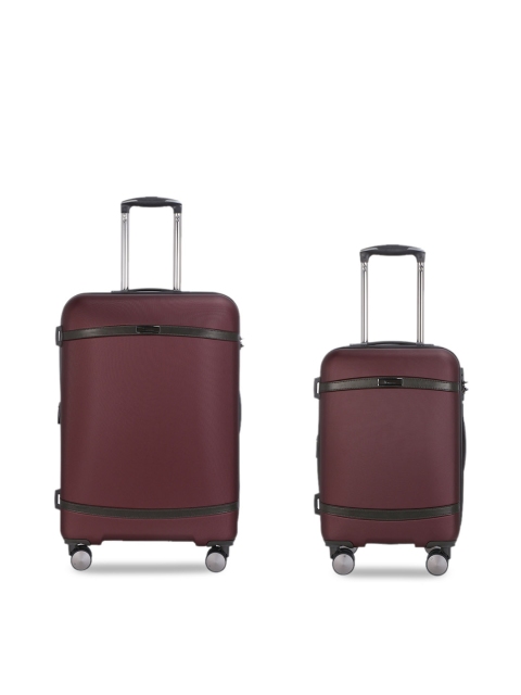 

IT luggage Set of 2 Maroon Solid Quaint Hard-Sided Trolley Suitcases