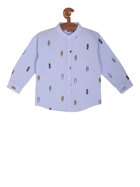 

RIKIDOOS Boys Blue Regular Fit Printed Casual Shirt