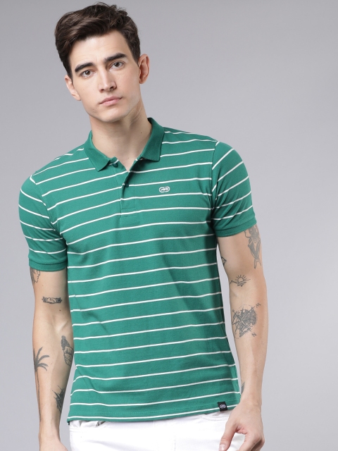 

Ecko Unltd Men Green & White Striped Polo Collar T-shirt