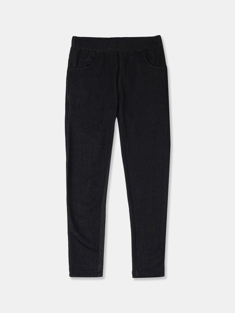 

Cherokee Girls Black Solid Knitted Jeggings