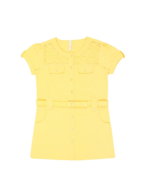 

Pantaloons Junior Girls Yellow Solid Shirt Style Pure Cotton Top