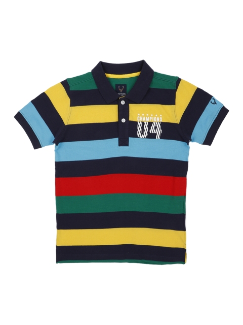 

Allen Solly Junior Boys Multicoloured Striped Polo Collar T-shirt, Multi