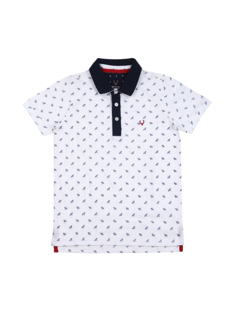

Allen Solly Junior Boys White & Blue Printed Polo Collar T-shirt