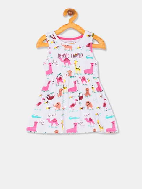 

Donuts Girls White Printed Fit and Flare Dress