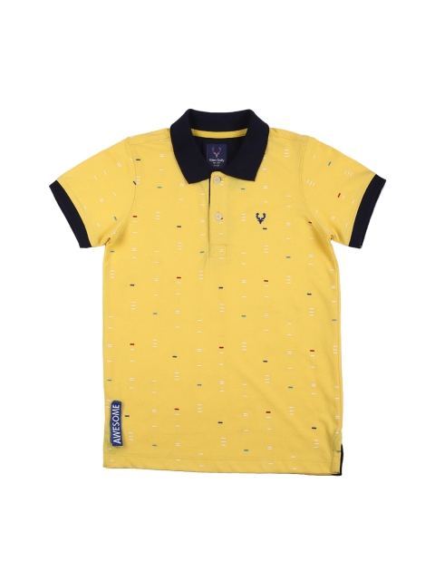 

Allen Solly Junior Boys Yellow & Blue Printed Polo Collar T-shirt